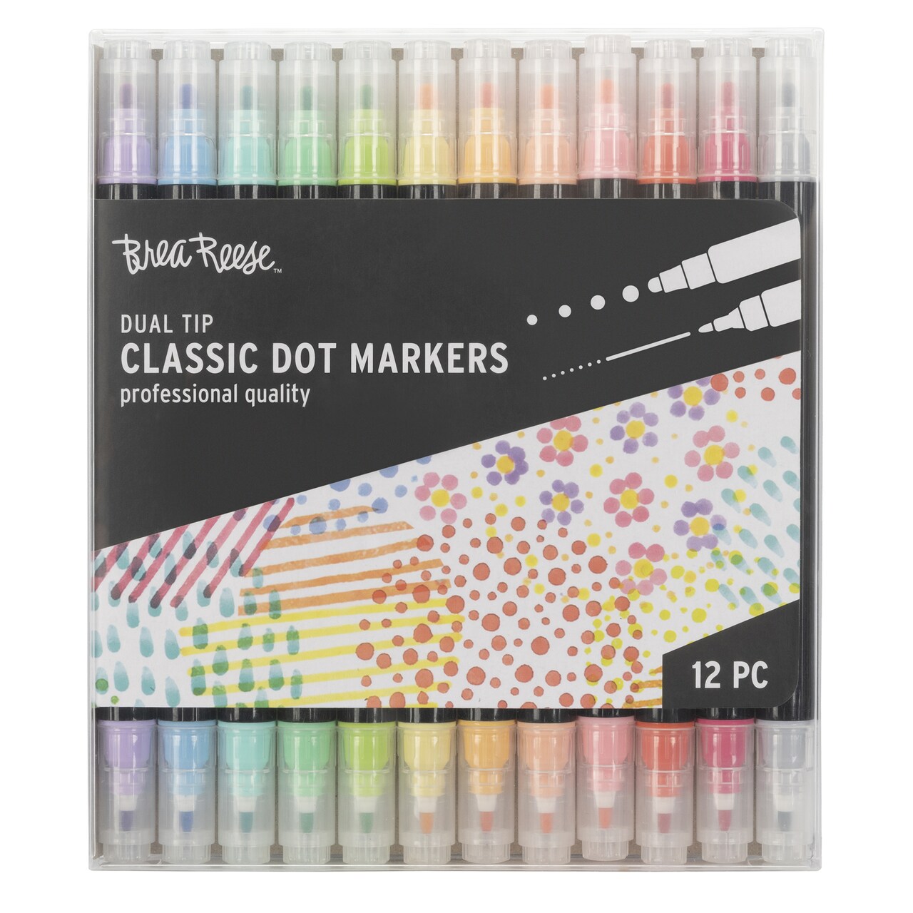 Brea Reese: Dual-Tip Dot Markers - Classic 12ct - 24 Colors, Professional Quality, Water-Based Ink, Adults Art Supplies, DIY Crafts & Scrapbooking